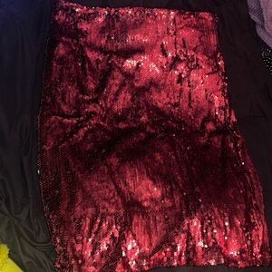 Glamorous Sequin Burgundy Pencil Skirt